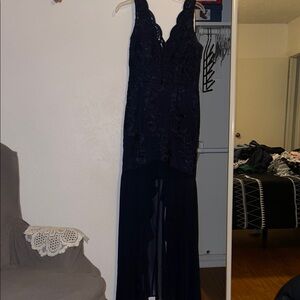 Fashion Nova Navy High Low Lace Dress